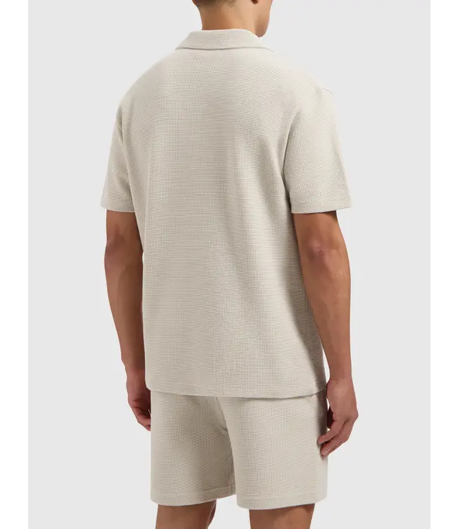 PurePath (by PureWhite) PurePath 25010123 Initials Waffle Polo Sand - Loose Fit