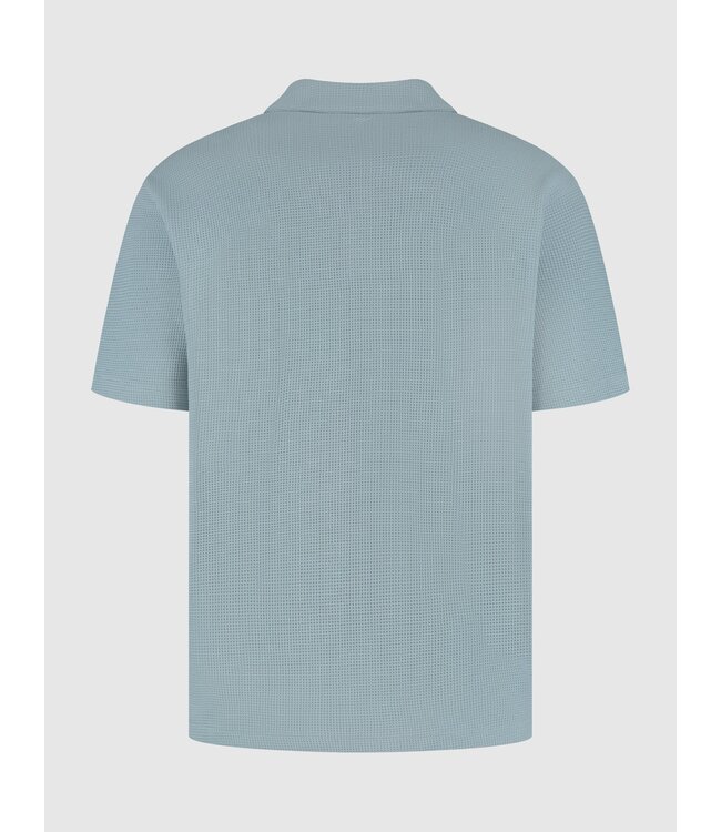 PurePath (by PureWhite) PurePath 25010123 Initials Waffle Polo Blue Grey - Loose Fit