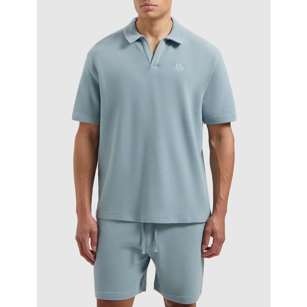 PurePath (by PureWhite) PurePath 25010123 Initials Waffle Polo Blue Grey - Loose Fit