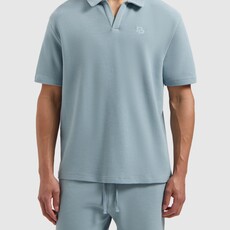 PurePath (by PureWhite) PurePath 25010123 Initials Waffle Polo Blue Grey - Loose Fit