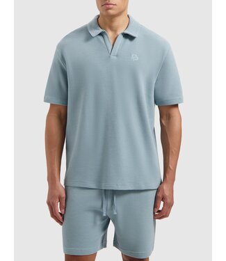 PurePath (by PureWhite) PurePath Initials Waffle Polo Blue Grey - Loose Fit