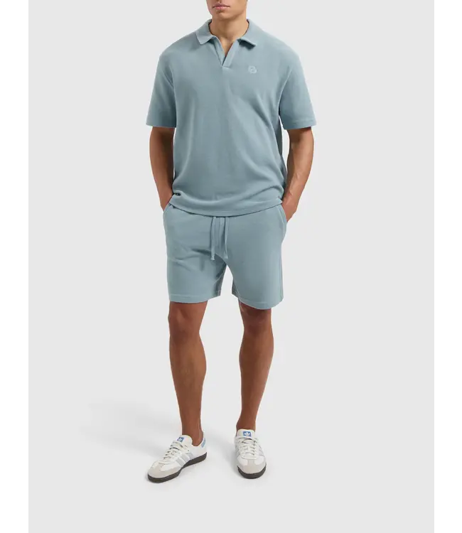 PurePath (by PureWhite) PurePath 25010123 Initials Waffle Polo Blue Grey - Loose Fit