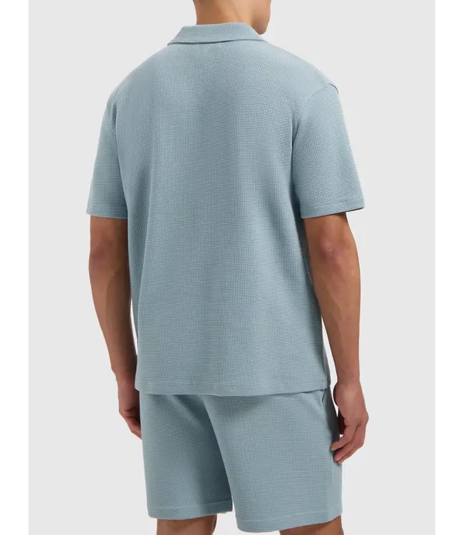 PurePath (by PureWhite) PurePath 25010123 Initials Waffle Polo Blue Grey - Loose Fit