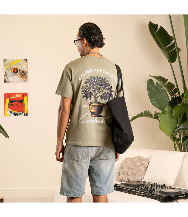 Quotrell Quotrell Damson T-Shirt Faded Olive/White - Regular Fit