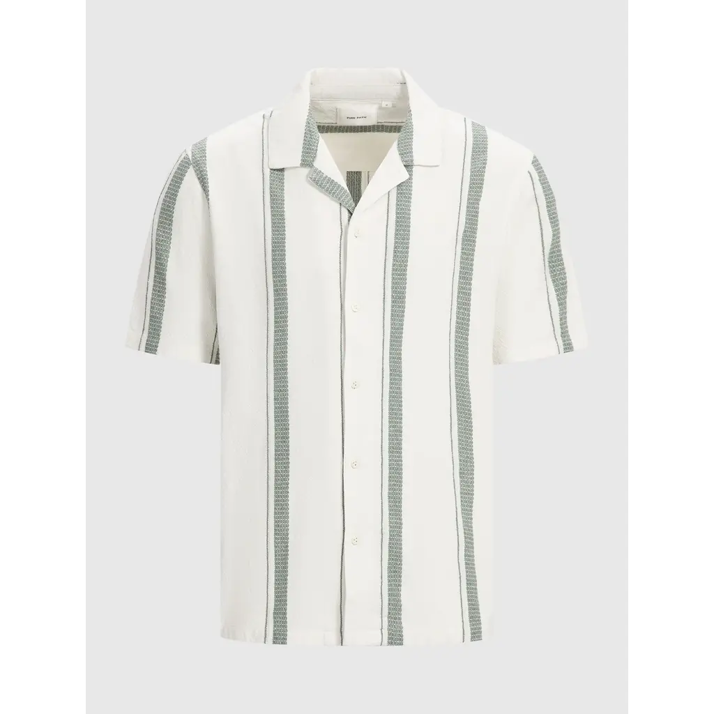 PurePath (by PureWhite) PurePath 25010217 Cuban Collar Shirt Off White - Loose Fit