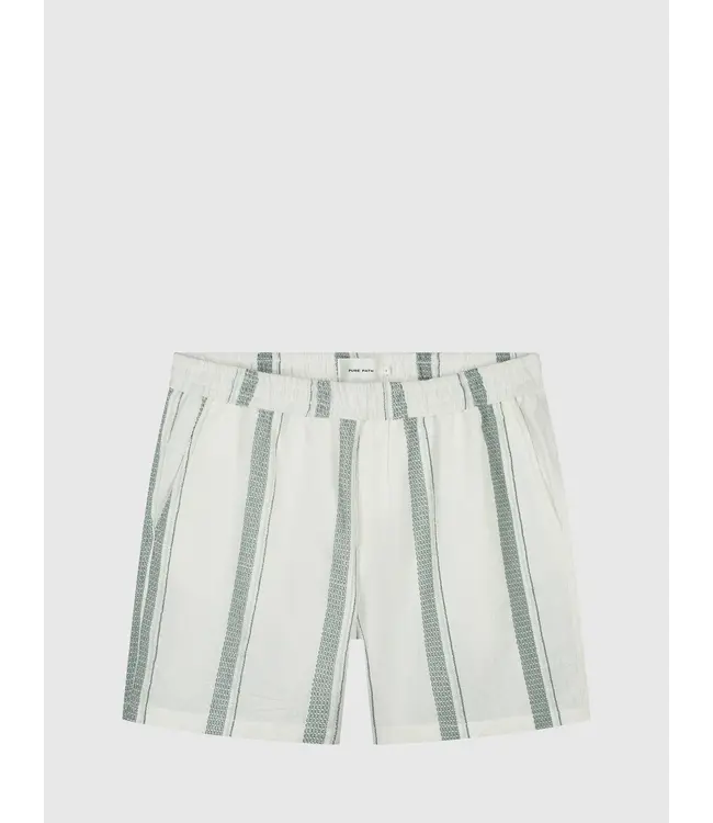 PurePath (by PureWhite) PurePath 25010518 Cuban Striped Shorts Off White - Regular Fit