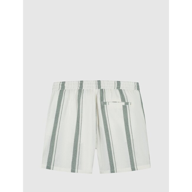 PurePath (by PureWhite) PurePath 25010518 Cuban Striped Shorts Off White - Regular Fit