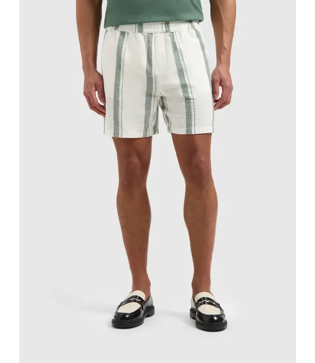PurePath (by PureWhite) PurePath 25010518 Cuban Striped Shorts Off White - Regular Fit