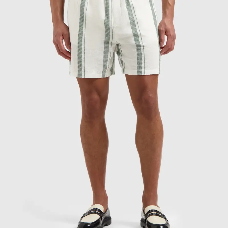 PurePath (by PureWhite) PurePath Cuban Striped Shorts Off White - Regular Fit