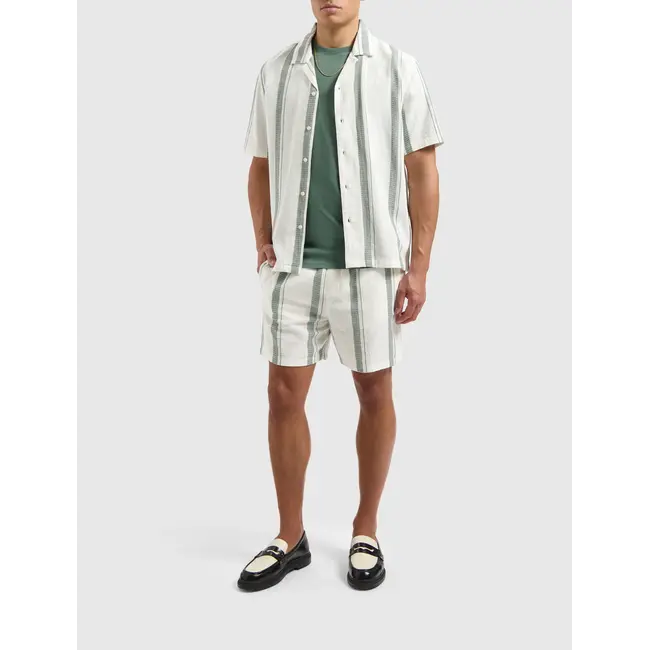 PurePath (by PureWhite) PurePath 25010518 Cuban Striped Shorts Off White - Regular Fit