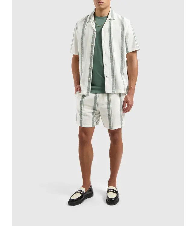 PurePath (by PureWhite) PurePath 25010518 Cuban Striped Shorts Off White - Regular Fit