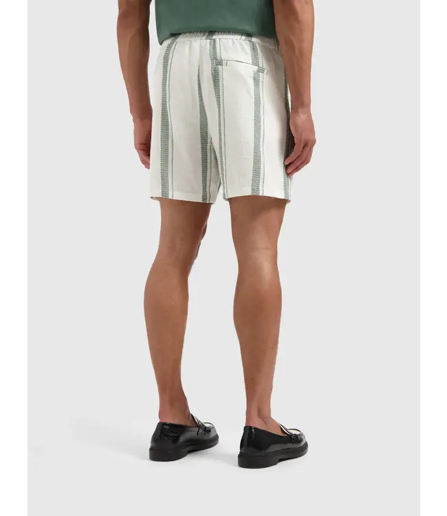 PurePath (by PureWhite) PurePath 25010518 Cuban Striped Shorts Off White - Regular Fit