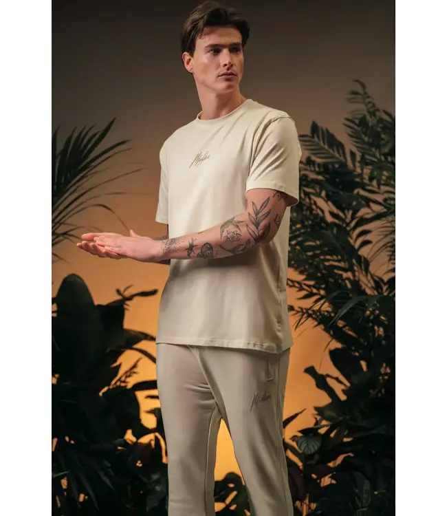 Malelions Malelions Men Striped Signature T-Shirt Beige