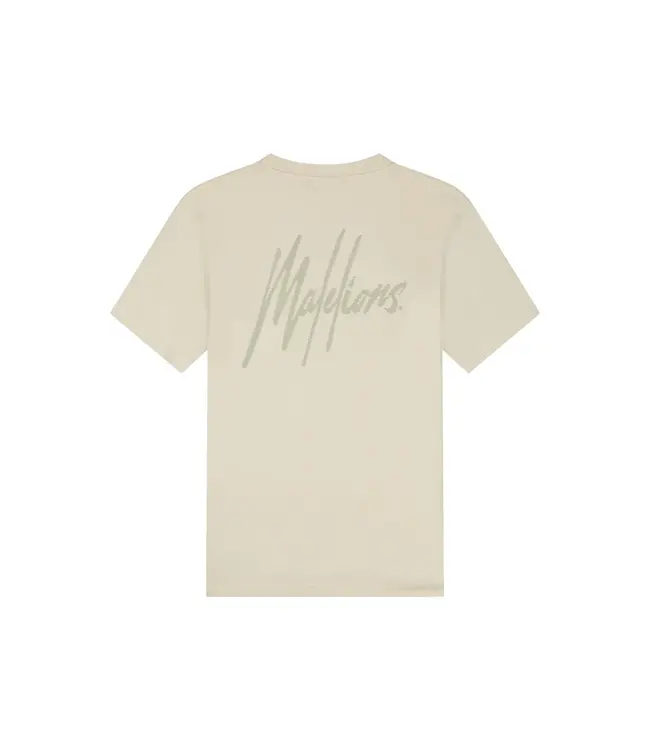 Malelions Malelions Men Striped Signature T-Shirt Beige