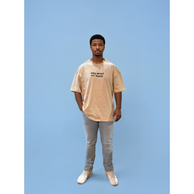 Outlet Make Money Not Friends Beige - Oversized Fit