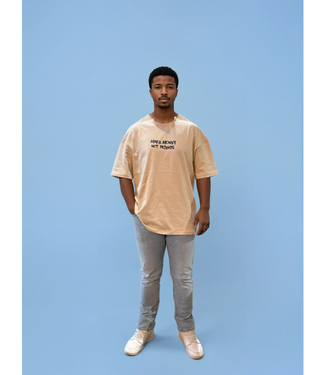 Outlet Make Money Not Friends Beige - Oversized Fit