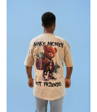 Outlet Make Money Not Friends Beige - Oversized Fit