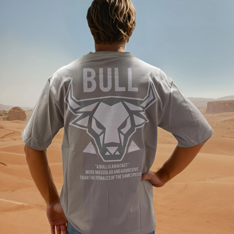 Outlet Bull T-Shirt Grey/Black - Oversized Fit