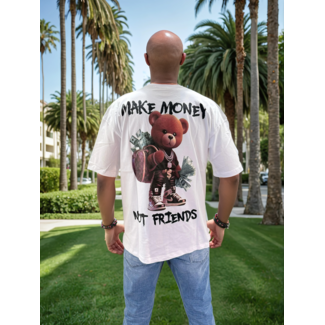 Outlet Make Money Not Friends T-Shirt White - Oversized Fit