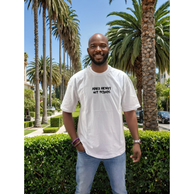 Outlet Make Money Not Friends T-Shirt White - Oversized Fit