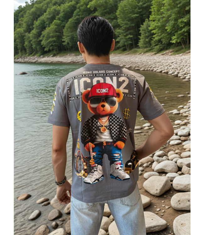 Outlet Icon2 Money Bear T-Shirt Grey - Regular Fit