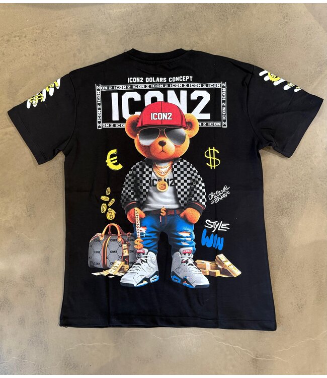 Outlet Icon2 Money Bear T-Shirt Black - Regular Fit