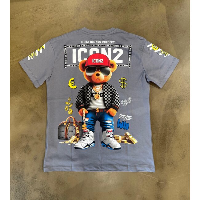 Outlet Icon2 Money Bear T-Shirt Grey - Regular Fit