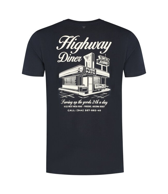 PurePath (by PureWhite) PurePath Highway Diner T-Shirt Dark Navy - Regular Fit