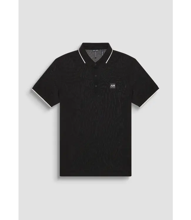 Antony Morato Antony Morato MMKS02481-FA100083 REGULAR FIT 100% COTTON PIQUE POLO SHIRT WITH CONTRASTING DETAILS AND LOGO PATCH Black - Regular Fit