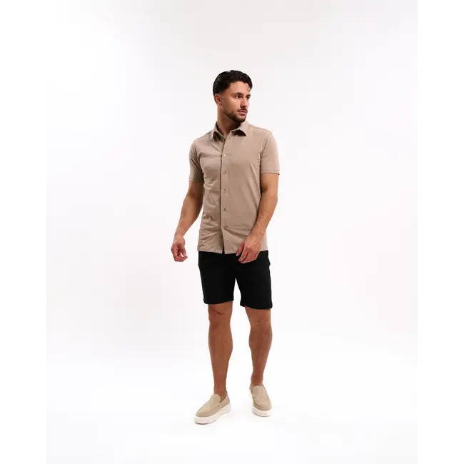 Malelions Malelions Men Short Sleeve Shirt Taupe - Slim Fit