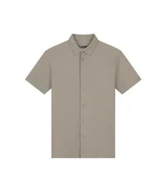 Malelions Malelions Men Short Sleeve Shirt Taupe - Slim Fit
