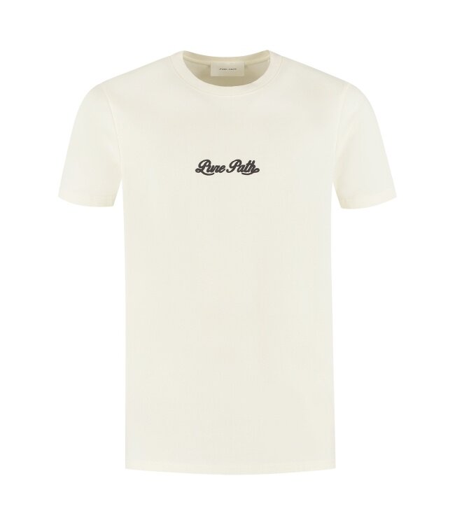 PurePath (by PureWhite) PurePath Chain Stitch T-Shirt Ecru - Regular Fit