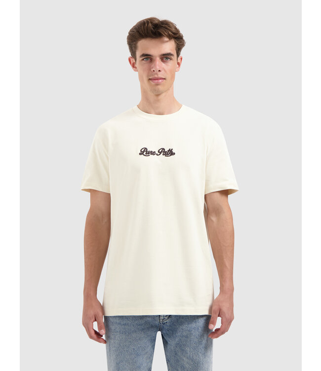 PurePath (by PureWhite) PurePath Chain Stitch T-Shirt Ecru - Regular Fit