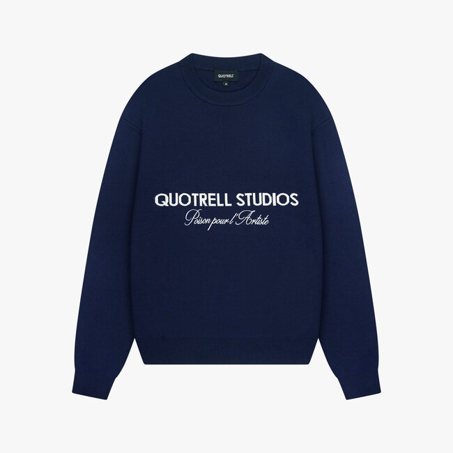 Quotrell Quotrell Mondrian Knitted Sweater Navy/White - Relaxed Fit