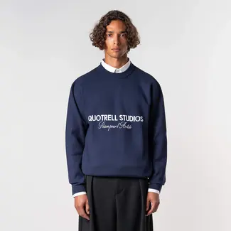 Quotrell Quotrell Mondrian Knitted Sweater Navy/White - Relaxed Fit