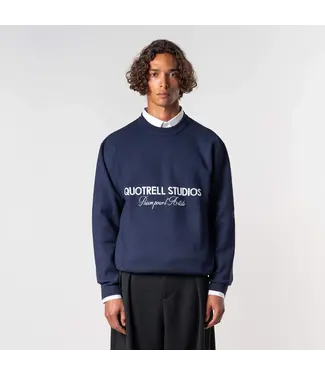 Quotrell Quotrell Mondrian Knitted Sweater Navy/White - Relaxed Fit