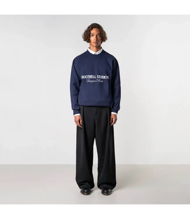 Quotrell Quotrell Mondrian Knitted Sweater Navy/White - Relaxed Fit