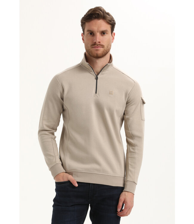Gabbiano Gabbiano 775776 Half Zip Sweater Taupe - Regular Fit
