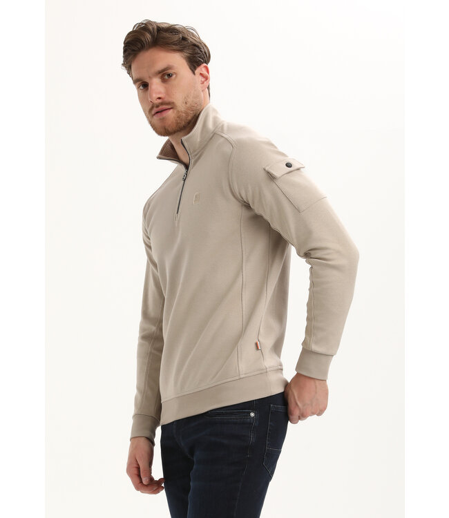 Gabbiano Gabbiano 775776 Half Zip Sweater Taupe - Regular Fit