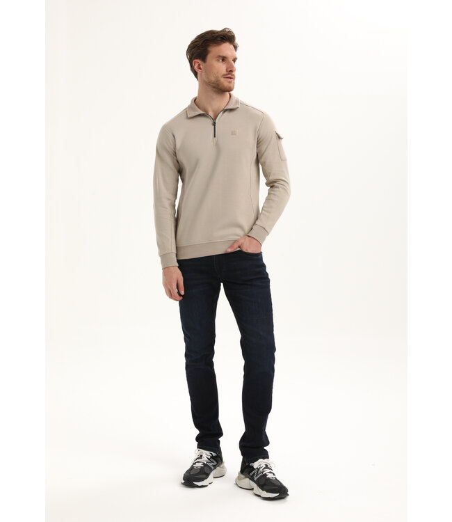 Gabbiano Gabbiano 775776 Half Zip Sweater Taupe - Regular Fit