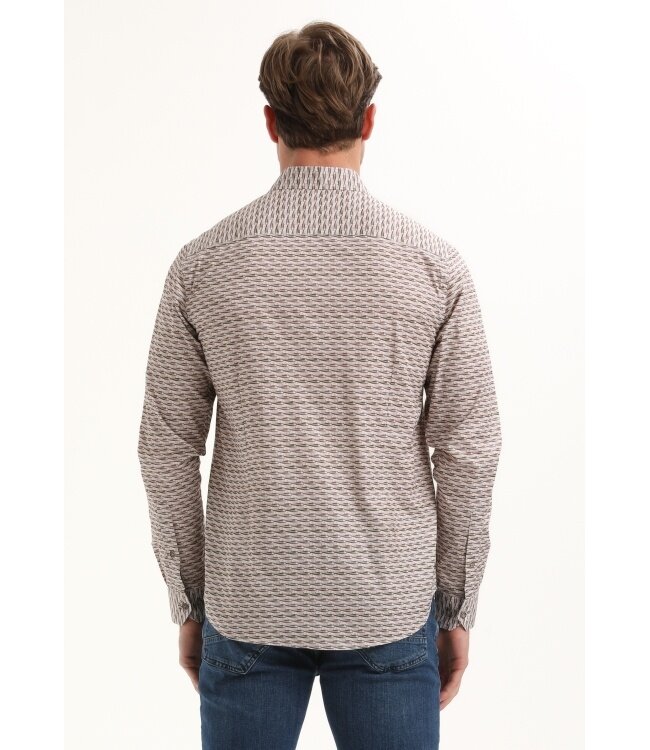 Gabbiano Gabbiano Overhemd Poplin Print Clay - Regular Fit