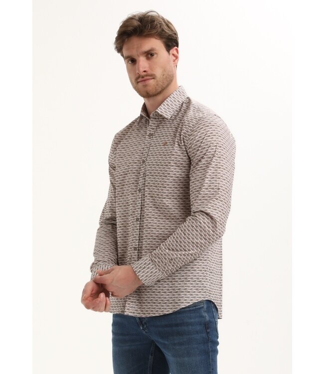 Gabbiano Gabbiano Overhemd Poplin Print Clay - Regular Fit