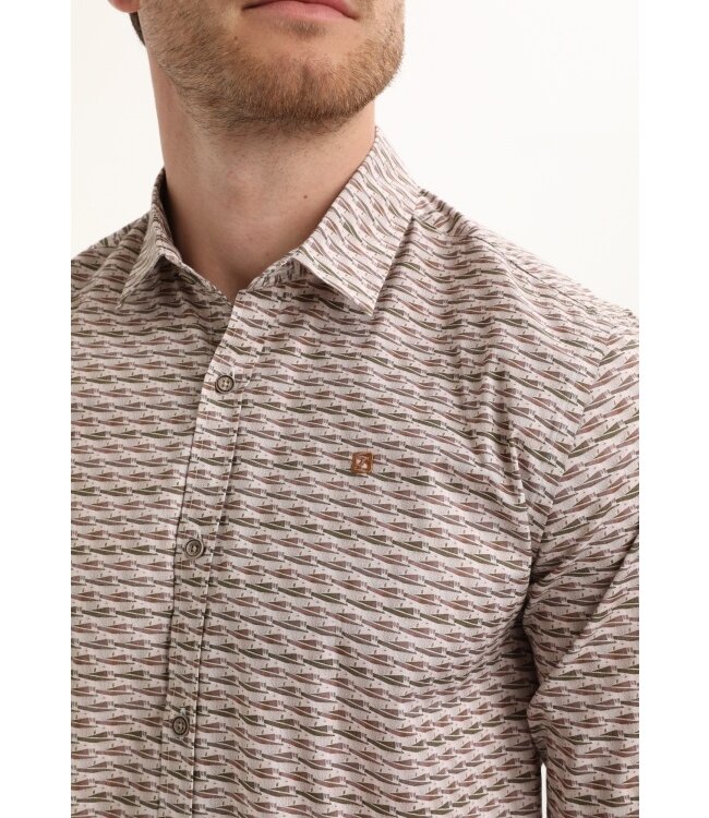 Gabbiano Gabbiano Overhemd Poplin Print Clay - Regular Fit