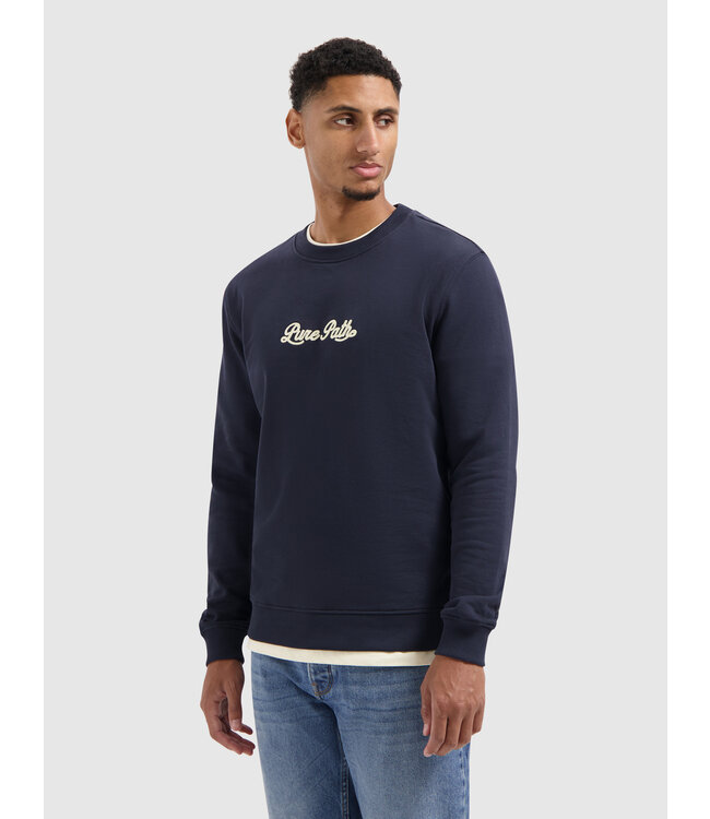 PurePath (by PureWhite) PurePath 25030307 Chain Stitch Sweater Dark Navy - Regular Fit