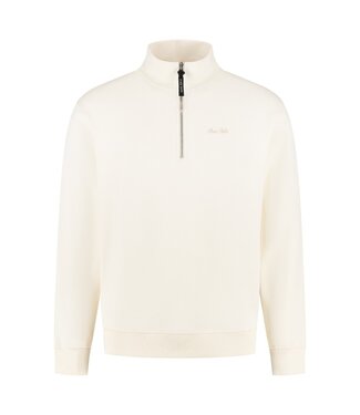 PurePath (by PureWhite) PurePath Embroidery Half-zip Sweater Ecru - Loose Fit