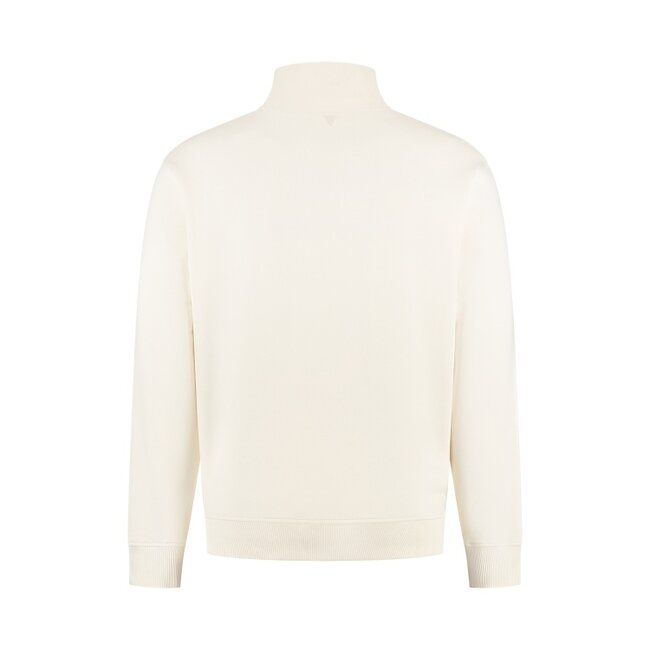 PurePath (by PureWhite) PurePath 25030311 Embroidery Half-zip Sweater Ecru - Loose Fit