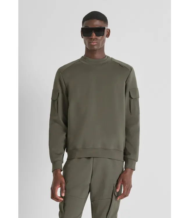 Antony Morato Antony Morato MMFL01097-FA150168 SWEATSHIRT REGULAR FIT IN INTERLOCK COTTON BLEND FABRIC WITH STRETCH VISCOSE BLEND FABRIC AS CONTRAS - REGULAR FIT