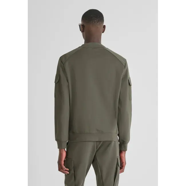 Antony Morato Antony Morato MMFL01097-FA150168 SWEATSHIRT REGULAR FIT IN INTERLOCK COTTON BLEND FABRIC WITH STRETCH VISCOSE BLEND FABRIC AS CONTRAS - REGULAR FIT