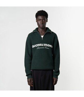 Quotrell Quotrell JACE Knitted Half Zip Petrol/White