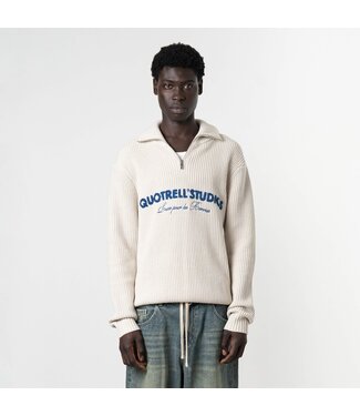 Quotrell Quotrell Jace Knitted Half Zip Light Grey - Regular Fit